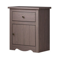 Stav Nightstand, 1 Drawer and Door, 25 Inch, Plank Style, Gray Solid Wood - BM319809