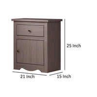 Stav Nightstand, 1 Drawer and Door, 25 Inch, Plank Style, Gray Solid Wood - BM319809