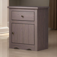 Stav Nightstand, 1 Drawer and Door, 25 Inch, Plank Style, Gray Solid Wood - BM319809