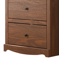 Stav Tall Dresser Chest with 4 Drawers, Plank Style, Brown Solid Wood - BM319810