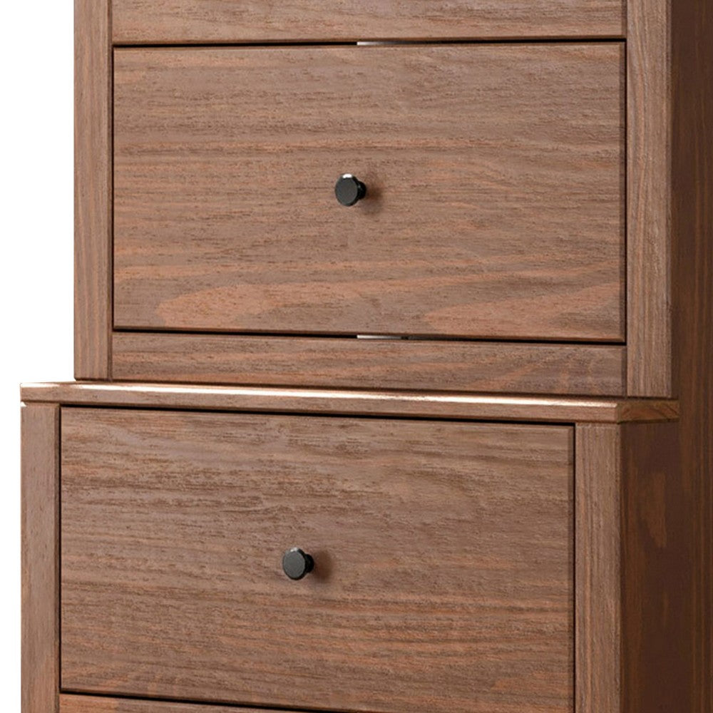 Stav Tall Dresser Chest with 4 Drawers, Plank Style, Brown Solid Wood - BM319810