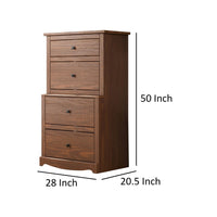 Stav Tall Dresser Chest with 4 Drawers, Plank Style, Brown Solid Wood - BM319810