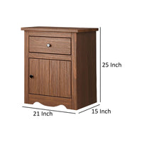 Stav Nightstand, 1 Drawer and Door, 25 Inch, Plank Style, Brown Solid Wood - BM319812