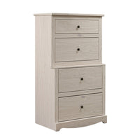 Stav Tall Dresser Chest with 4 Drawers, Plank Style, White Solid Wood - BM319813