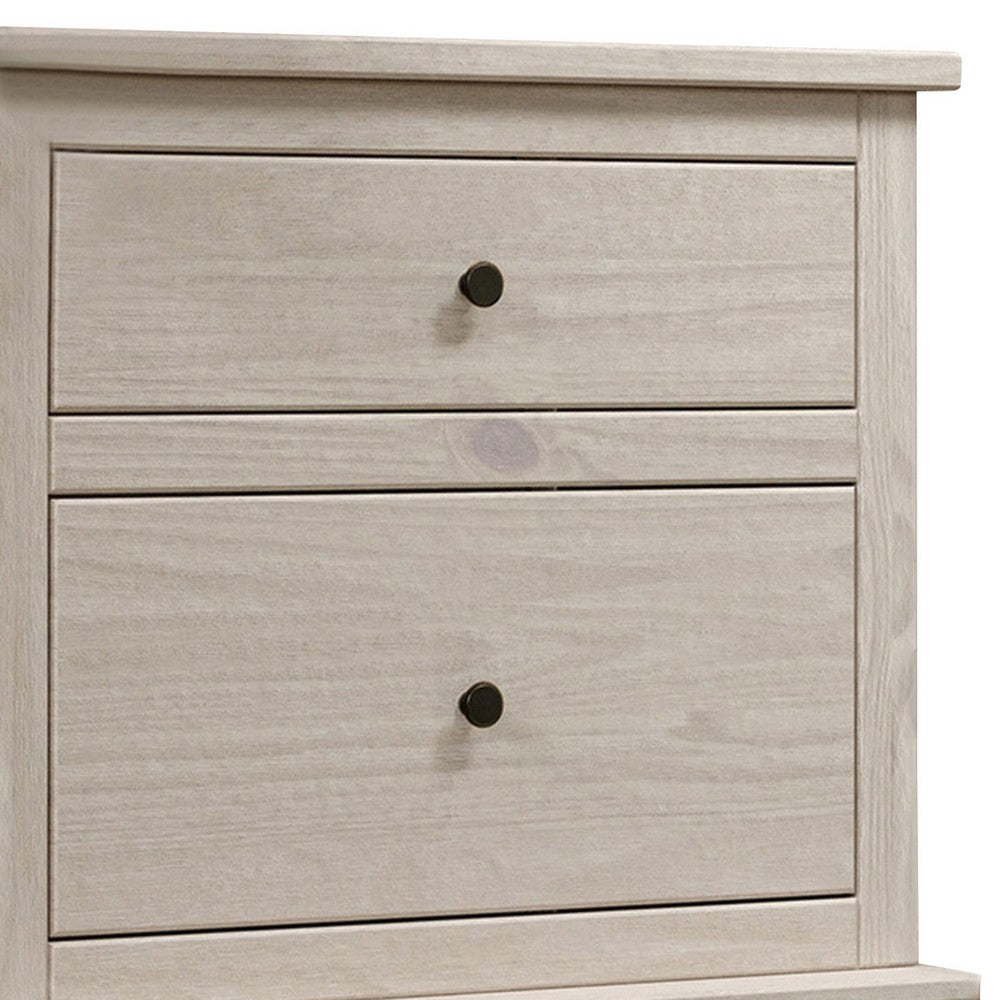 Stav Tall Dresser Chest with 4 Drawers, Plank Style, White Solid Wood - BM319813
