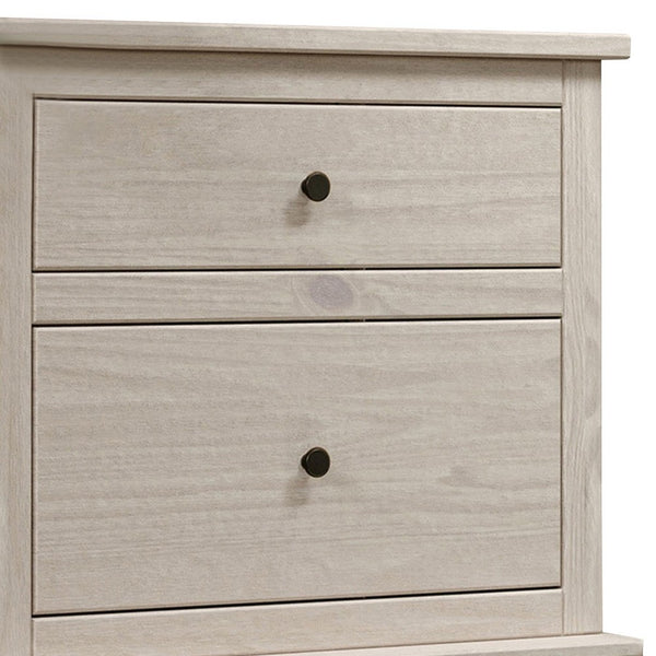 Stav Tall Dresser Chest with 4 Drawers, Plank Style, White Solid Wood - BM319813