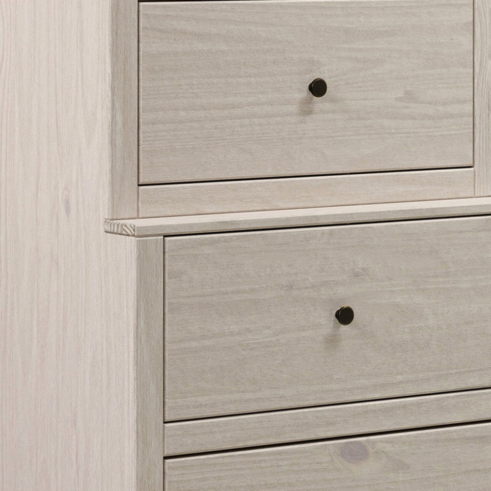 Stav Tall Dresser Chest with 4 Drawers, Plank Style, White Solid Wood - BM319813