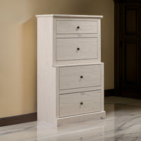 Stav Tall Dresser Chest with 4 Drawers, Plank Style, White Solid Wood - BM319813