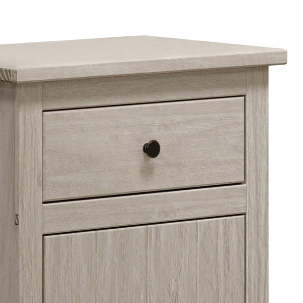 Stav Nightstand, 1 Drawer and Door, 25 Inch, Plank Style, White Solid Wood - BM319815