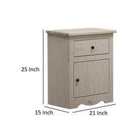 Stav Nightstand, 1 Drawer and Door, 25 Inch, Plank Style, White Solid Wood - BM319815