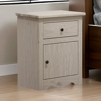 Stav Nightstand, 1 Drawer and Door, 25 Inch, Plank Style, White Solid Wood - BM319815