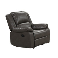 Lizzy Manual Glider Recliner Chair, Pillow Arms, Solid Wood, Gray Leather - BM319817