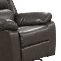 Lizzy Manual Glider Recliner Chair, Pillow Arms, Solid Wood, Gray Leather - BM319817