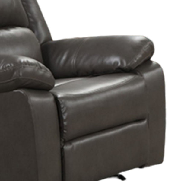 Lizzy Manual Glider Recliner Chair, Pillow Arms, Solid Wood, Gray Leather - BM319817