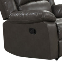 Lizzy Manual Glider Recliner Chair, Pillow Arms, Solid Wood, Gray Leather - BM319817