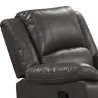 Lizzy Manual Glider Recliner Chair, Pillow Arms, Solid Wood, Gray Leather - BM319817