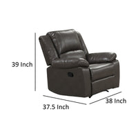 Lizzy Manual Glider Recliner Chair, Pillow Arms, Solid Wood, Gray Leather - BM319817