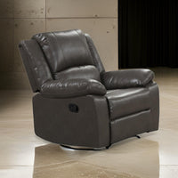 Lizzy Manual Glider Recliner Chair, Pillow Arms, Solid Wood, Gray Leather - BM319817