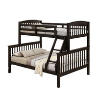 Bruke Twin/Full Size Bunk Bed with Ladder, Slatted Brown Solid Hardwood - BM319820