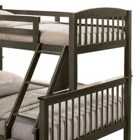 Bruke Twin/Full Size Bunk Bed with Ladder, Slatted Gray Solid Hardwood - BM319821