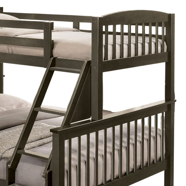 Bruke Twin/Full Size Bunk Bed with Ladder, Slatted Gray Solid Hardwood - BM319821
