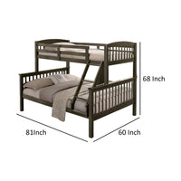 Bruke Twin/Full Size Bunk Bed with Ladder, Slatted Gray Solid Hardwood - BM319821