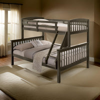 Bruke Twin/Full Size Bunk Bed with Ladder, Slatted Gray Solid Hardwood - BM319821
