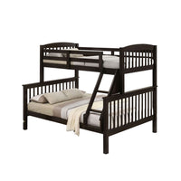 Bruke Twin/Full Bunk Bed with Ladder, Slatted Cherry Brown Solid Hardwood - BM319822