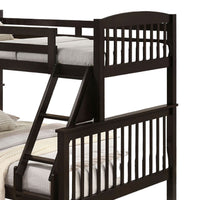 Bruke Twin/Full Bunk Bed with Ladder, Slatted Cherry Brown Solid Hardwood - BM319822