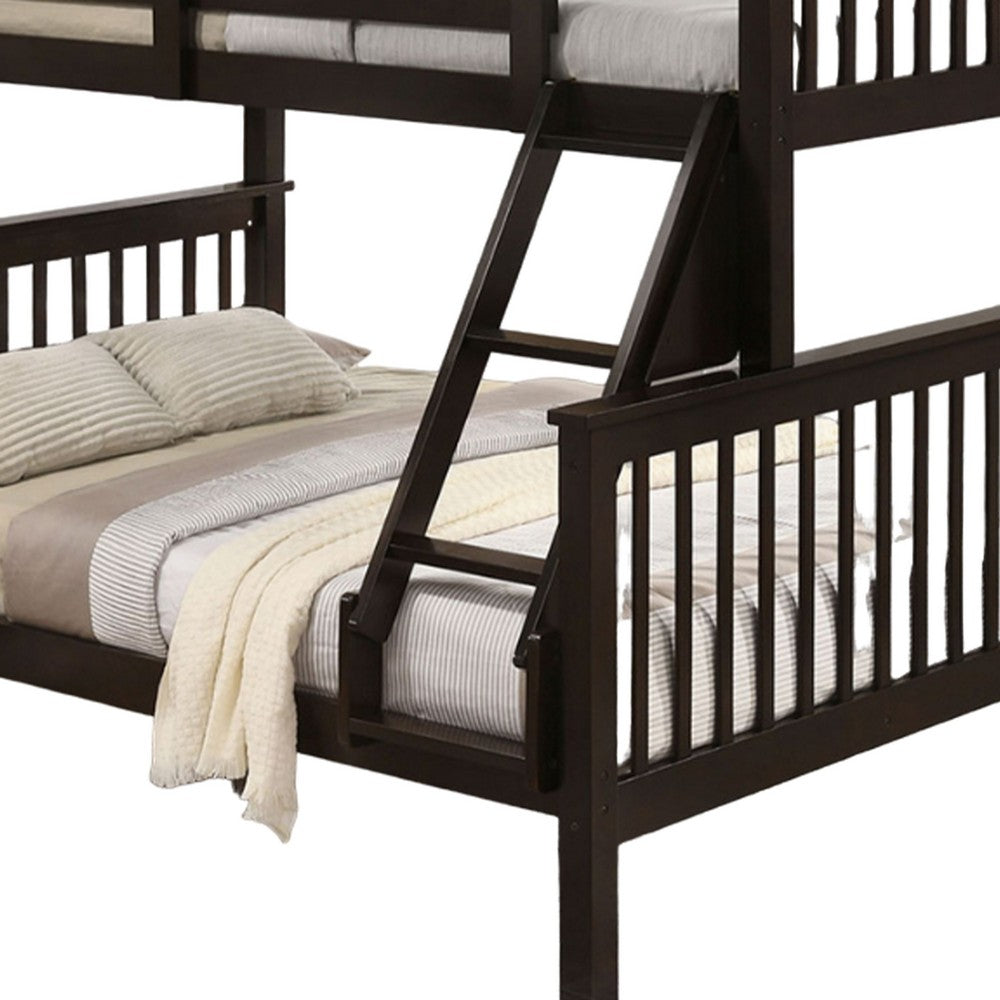 Bruke Twin/Full Bunk Bed with Ladder, Slatted Cherry Brown Solid Hardwood - BM319822
