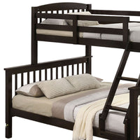 Bruke Twin/Full Bunk Bed with Ladder, Slatted Cherry Brown Solid Hardwood - BM319822