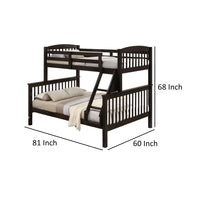 Bruke Twin/Full Bunk Bed with Ladder, Slatted Cherry Brown Solid Hardwood - BM319822