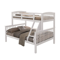 Bruke Twin/Full Size Bunk Bed with Ladder, Slatted White Solid Hardwood - BM319823