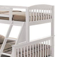 Bruke Twin/Full Size Bunk Bed with Ladder, Slatted White Solid Hardwood - BM319823