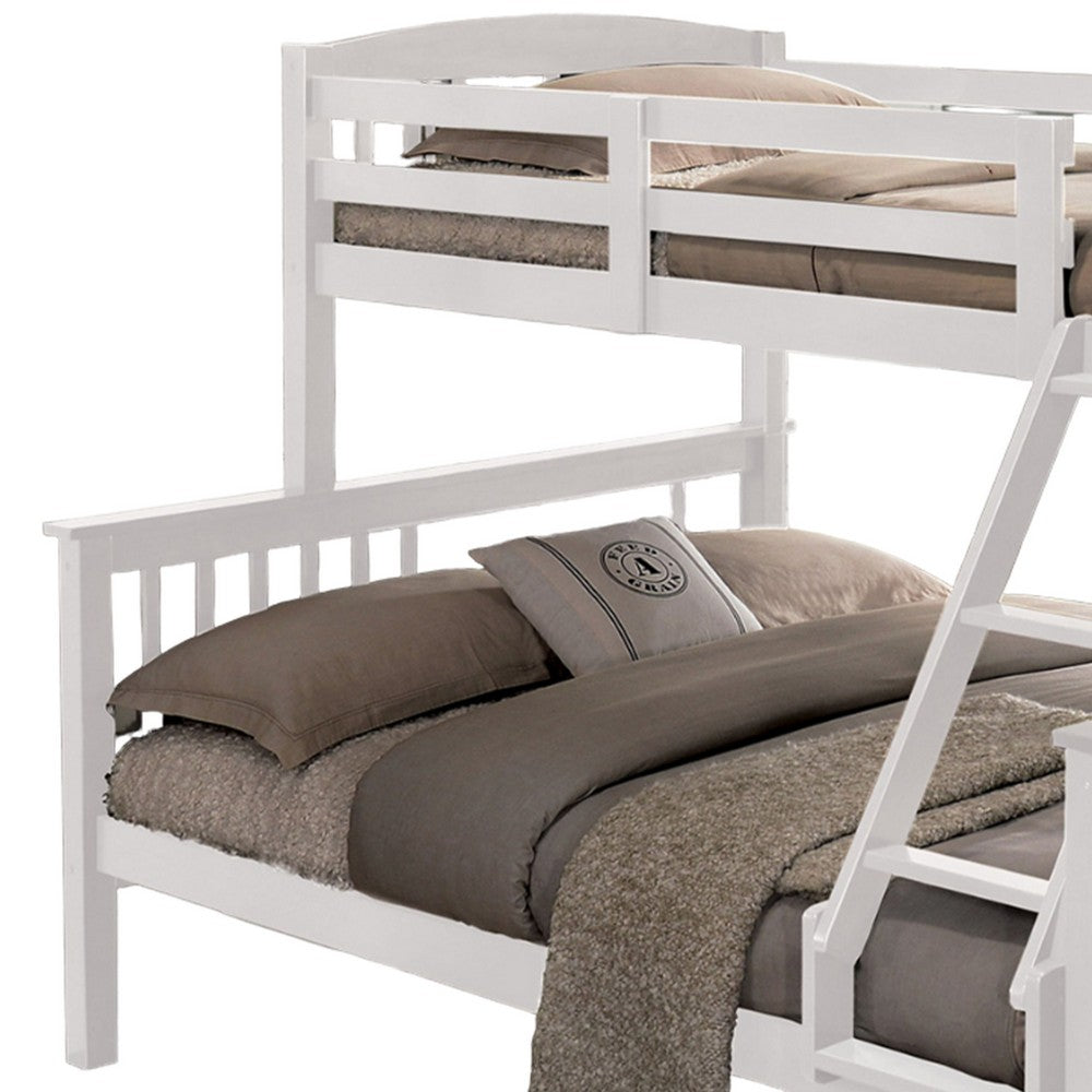 Bruke Twin/Full Size Bunk Bed with Ladder, Slatted White Solid Hardwood - BM319823