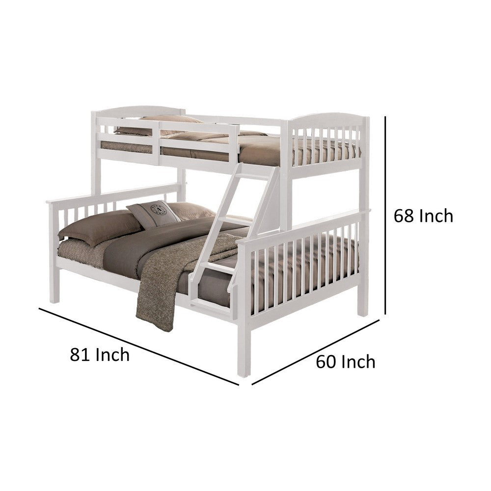 Bruke Twin/Full Size Bunk Bed with Ladder, Slatted White Solid Hardwood - BM319823