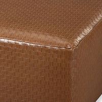Elize Ottoman, Basketweave Design, 41 Inch, Black Wood, Brown Faux Leather - BM319831