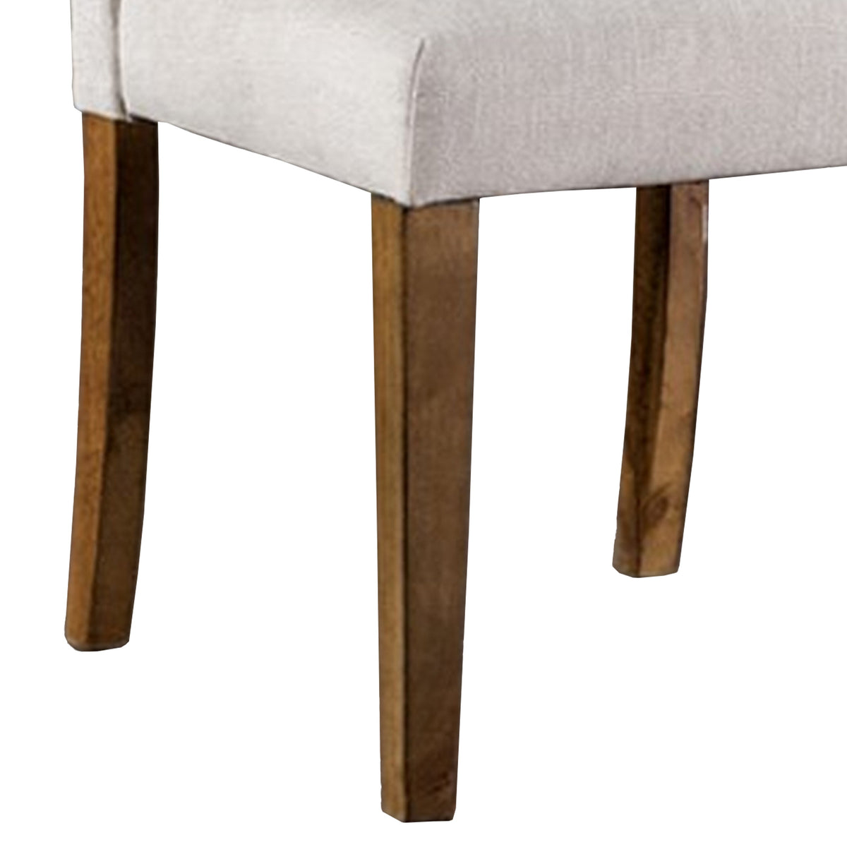 Jule Side Chairs Set of 2, Brown Solid Wood, Soft White Fabric Upholstery  - BM319842
