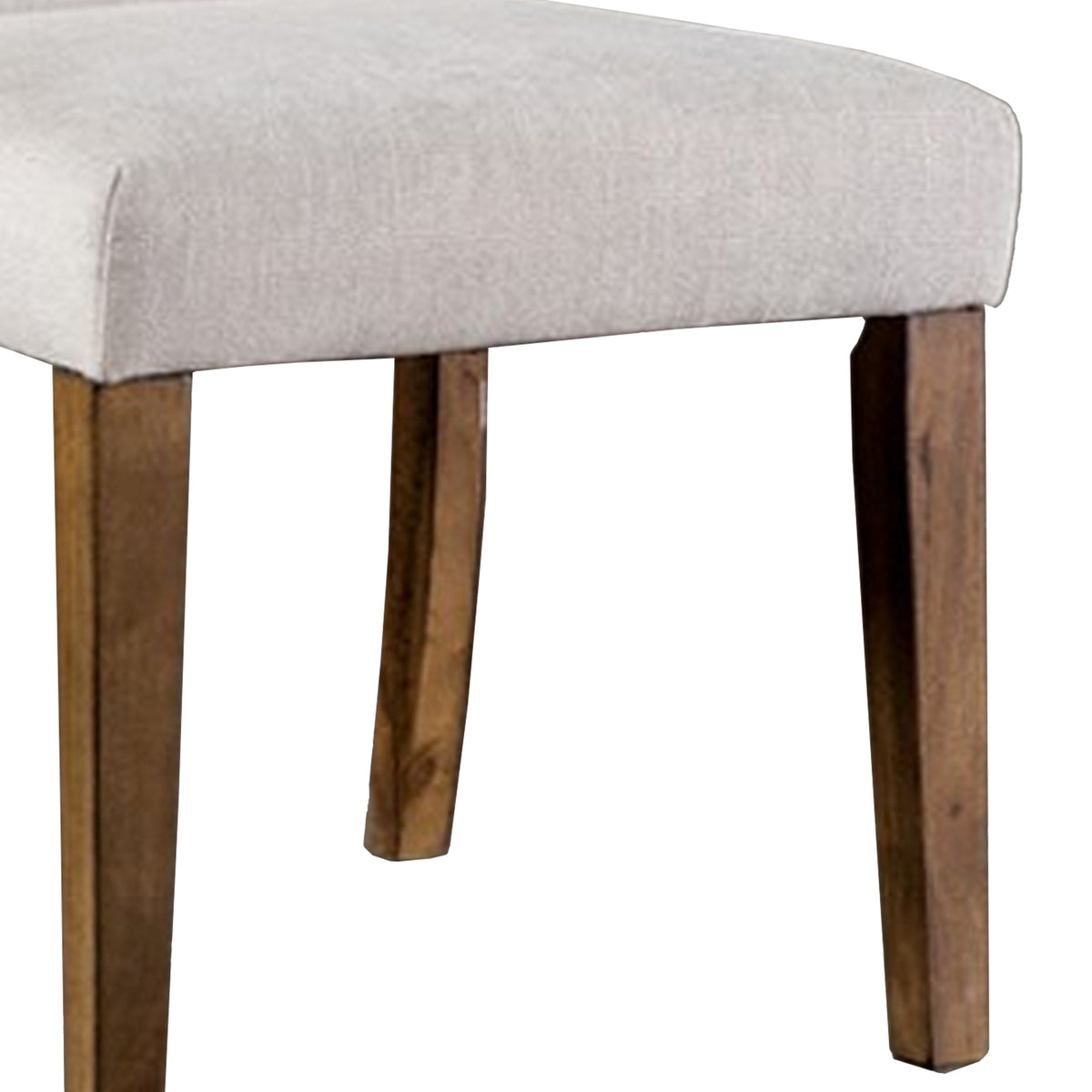 Jule Side Chairs Set of 2, Brown Solid Wood, Soft White Fabric Upholstery  - BM319842