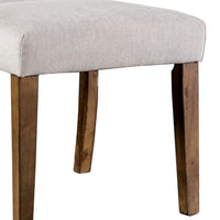 Jule Side Chairs Set of 2, Brown Solid Wood, Soft White Fabric Upholstery  - BM319842