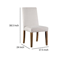 Jule Side Chairs Set of 2, Brown Solid Wood, Soft White Fabric Upholstery  - BM319842