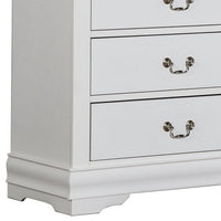 Ryla Tall Dresser Chest, 5 Drawers, Nickel Metal Handles, White Solid Wood  - BM319849