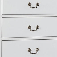 Ryla Tall Dresser Chest, 5 Drawers, Nickel Metal Handles, White Solid Wood  - BM319849