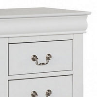 Ryla Nightstand, 2 Drawers, Classic White Solid Wood, Nickel Metal Handles - BM319851