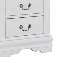 Ryla Nightstand, 2 Drawers, Classic White Solid Wood, Nickel Metal Handles - BM319851