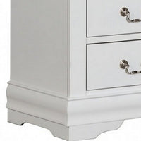 Ryla Nightstand, 2 Drawers, Classic White Solid Wood, Nickel Metal Handles - BM319851