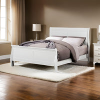 Ryla Full Size Bed, Sleek Modern Panel Headboard Design, White Solid Wood - BM319852