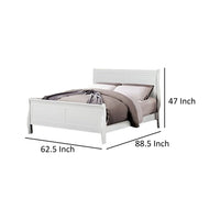 Ryla Queen Size Bed, Sleek Modern Panel Headboard Design, White Solid Wood