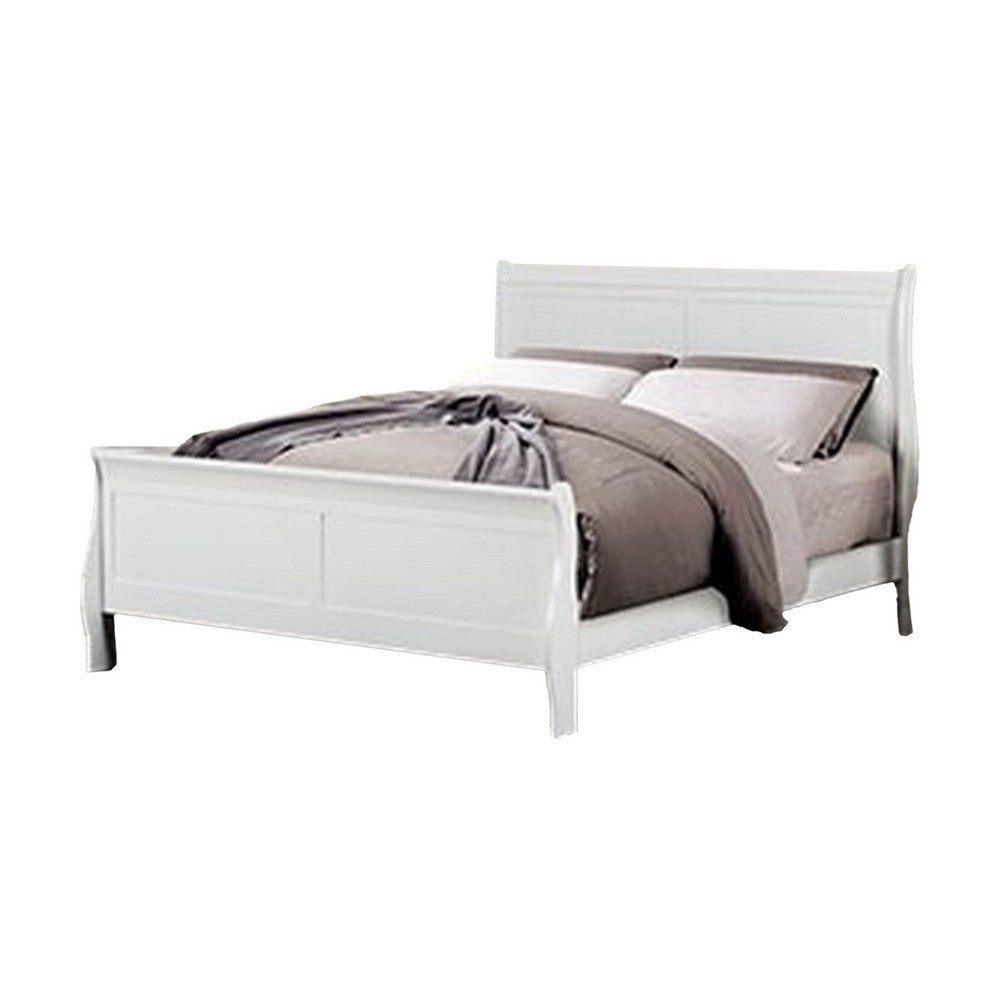 Ryla Twin Size Bed, Sleek Modern Panel Headboard Design, White Solid Wood - BM319854