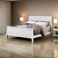 Ryla Twin Size Bed, Sleek Modern Panel Headboard Design, White Solid Wood - BM319854